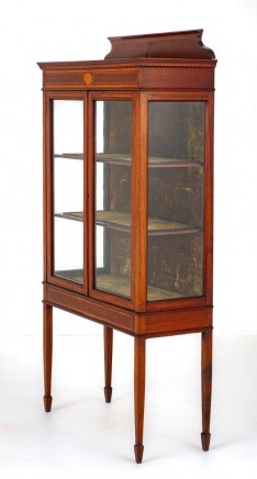 Regency Revival Display Cabinet Mahogany Inlay 1890