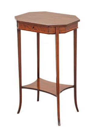 Regency Revival Side Sewing Table Mahogany 1880
