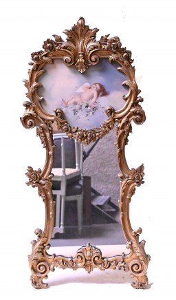 Rococo Cherub Mirror Gilt Carved Frame