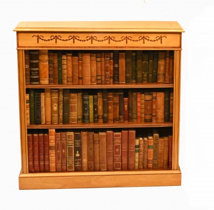 Satinwood Open Bookcase - Regency Bookcases  Sheraton Inlay