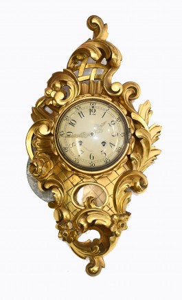 Scandanavian Wall Clock Antique Carved Rococo Giltwood Clocks