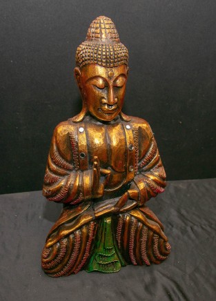 Seated Tibetan Buddha Statue - Carved Buddhist Art