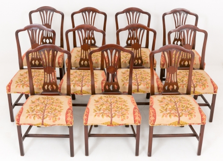 Set 11 Mahogany Hepplewhite Dining Chairs