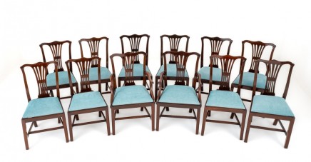 Set 12 Chippendale Dining Chairs Mahogany 1890