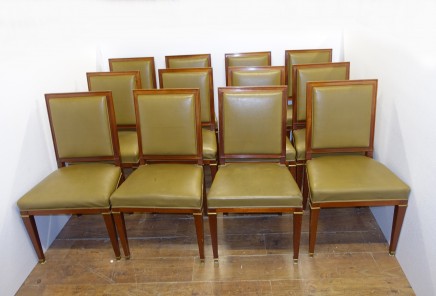 Set 12 Directoire Dining Chairs French Leather 1900