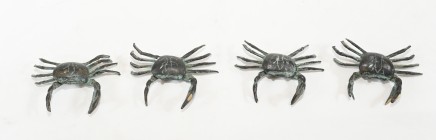 Set 4 Bronze Crabs Sealife Crustacean Sculpture