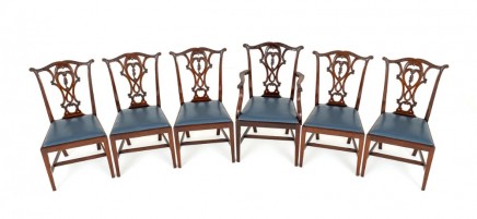 Set 6 Chippendale Dining Chairs Mahogany
