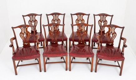 Set Chippendale Dining Chairs Mahogany