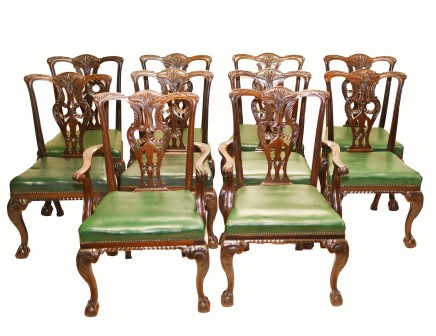 Set Chippendale Dining Chairs Shoolbred and Co Antique 1890