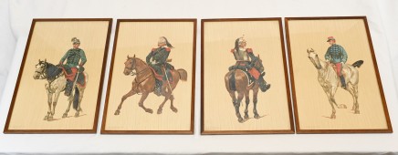 Set French Prints Soldiers Horseback Cavalry Legras Paris