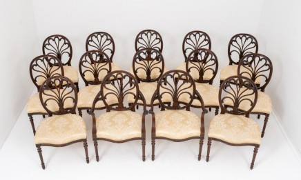 Set Hepplewhite Dining Chairs - Mahogany Antique 1880