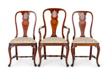 Set Queen Anne Desk Chairs Mahogany