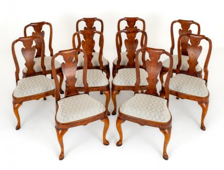 Set Queen Anne Dining Chairs Elm Wood