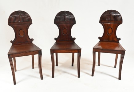 Set Regency Hall Chairs Mahogany Antique 1810 Sabre Leg