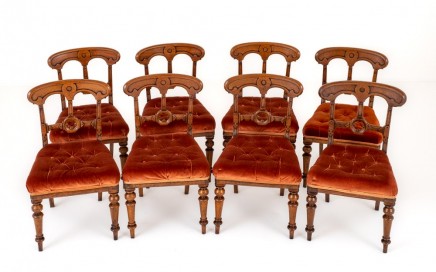 Set Victorian Dining Chairs Gothic Oak 1860