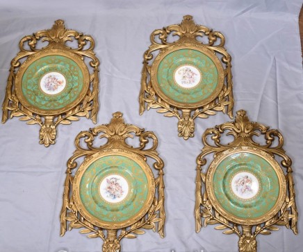 Sevres Porcelain Cherub Plaques - Gilt French Plates