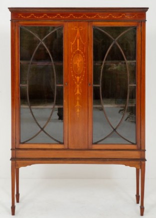 Sheraton Display Cabinet Mahogany Inlay 1880