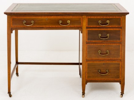 Sheraton Mahogany Desk - Antique Revival Desks Circa 1890