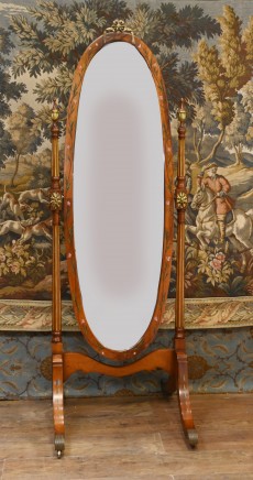 Sheraton Revival Cheval Mirror Painted Satinwood