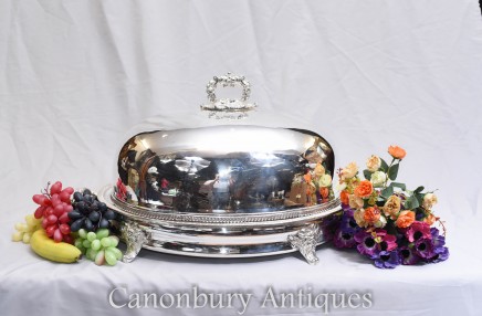 Silver Plate Meat Dome - Georgian Serving Plate Platter Cover