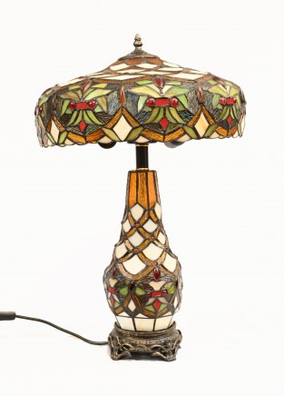 Tiffany Art Nouveau Lamp Colured Glass Table Light