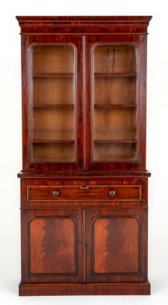 Victorian Bookcase Antique Mahogany Glazed Front 1860
