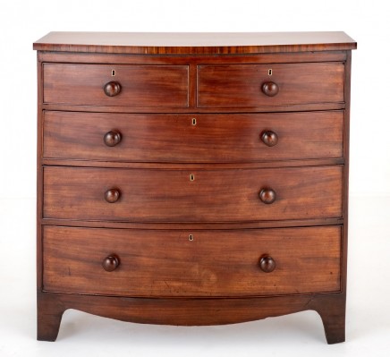 Victorian Bow Front Chest Drawers Mahogany 1860