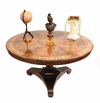 Victorian Centre Table Walnut Marquetry Inlay 1830