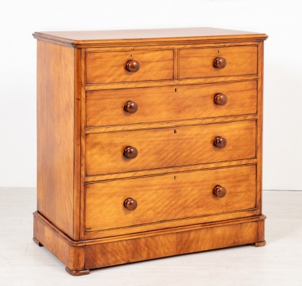 Victorian Chest Drawers Satin Birch Commode London 1869