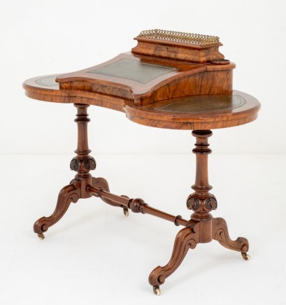 Victorian Desk - Walnut Shaped Writing Table Circa 1860