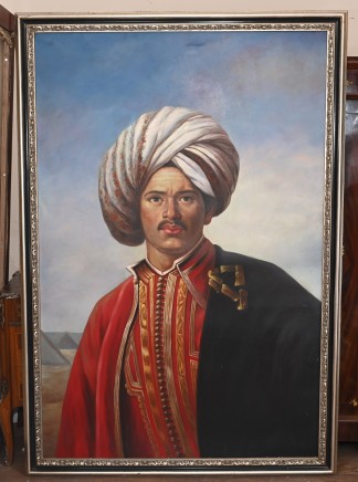 Victorian Oil Paint Sultan Portrait - Arabia Male Painting