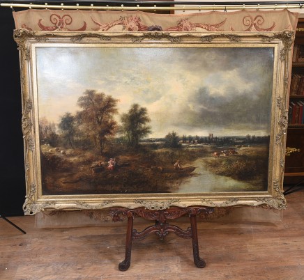 Victorian Oil Painting English Norfolk Landscape Rustic Circa 1860 Arcadia