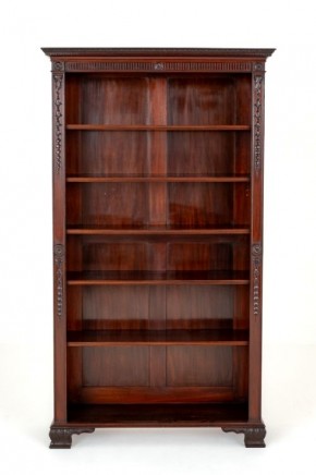 Victorian Open Bookcase Mahogany 1880 Carved