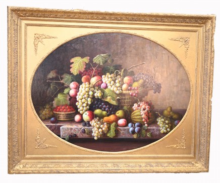 Victorian Still Life Oil Painting Floral Gilt Frame