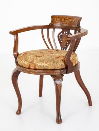 Victorian Tub Chair Mahogany Inlay 1880