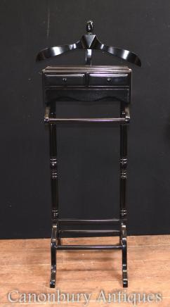 Victorian Valet Black Lacquer Butlers Shirt Trouser Stand