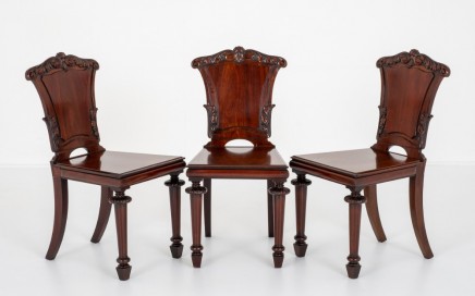 William IV Antique Hall Chairs Set 3 19th Century