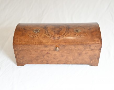 Wooden Jewellery Box Antiqe Marquetry Inlay