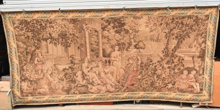 XL Flemish Tapestry Wall Hanging Musical Instrument Idyll