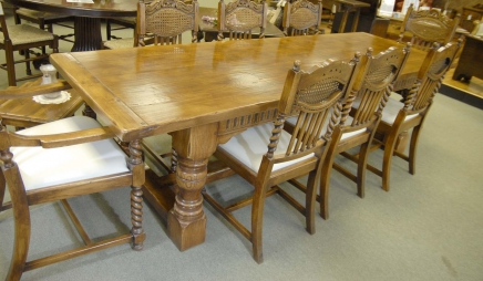 Oak Kitchen Table - Abbey Farmhouse Refectory Table Rustic Furniture
