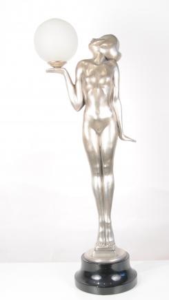 Deco Bronze Figurine Lamp by Frankart Art Lights Statue