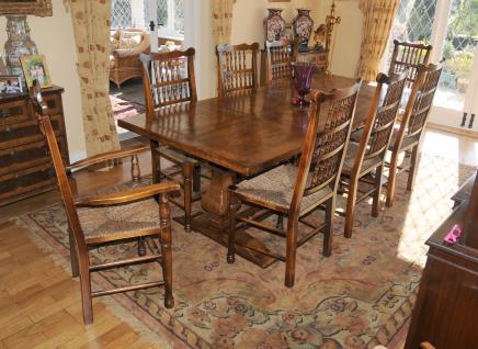 Refectory Table and Spindleback Chair Set Dining - Farmhouse Kitchen