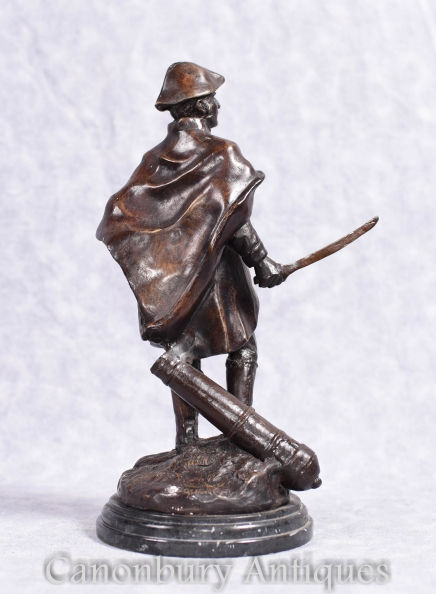 French Bronze Statue Soldier Military Casting Signed Boucher