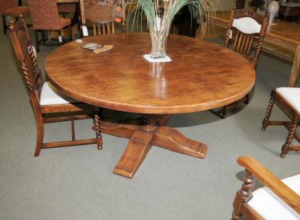 French Country Oak Round Refectory Table Kitchen