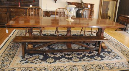Refectory Table and Bench Set - Farmhouse Kitchen Dining Norfolk Trestle