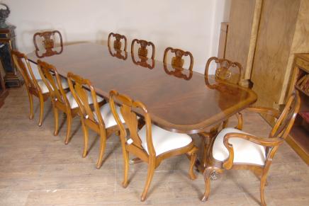 Regency Dining Table Set with Queen Anne Chairs
