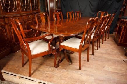 Walnut Dining Set Regency Table and Queen Anne Chairs Suite