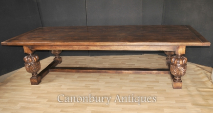 French Refectory Table Kitchen Dining - XL 10 ft Oak Rustic