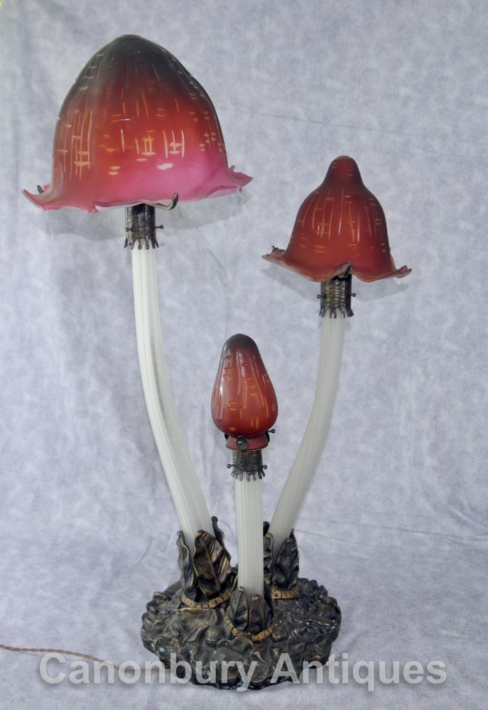Art Nouveau Glass Mushroom Lamp by Galle Table Lights