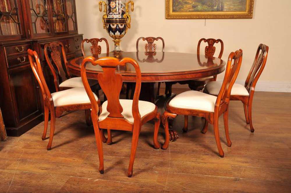 6ft Flame Mahogany Regency Dining Table, Round Mahogany Dining Table